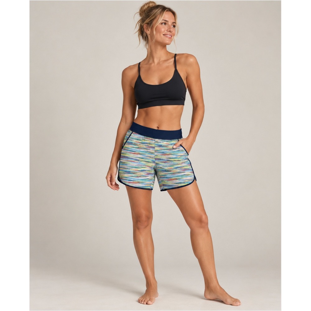 Lands End Sunshade UPF 50 Board Swm Shorts 12 Retro Stripe Trunks Beach Liner